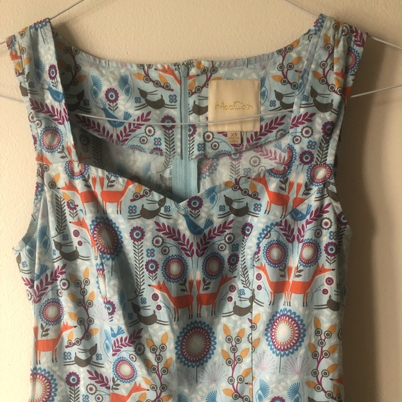 ❤️ModCloth Woodland Animal Print Dress Pockets Hand In Craft XS - Picture 3 of 8